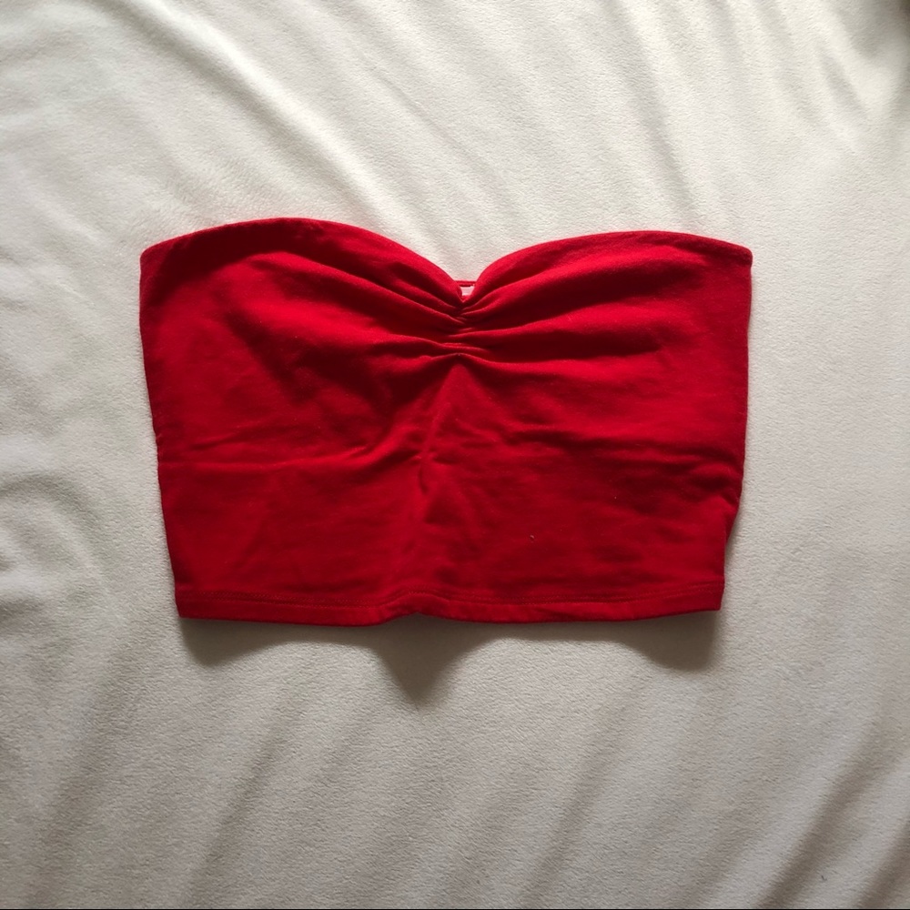 Red sweetheart tubetop from Garage